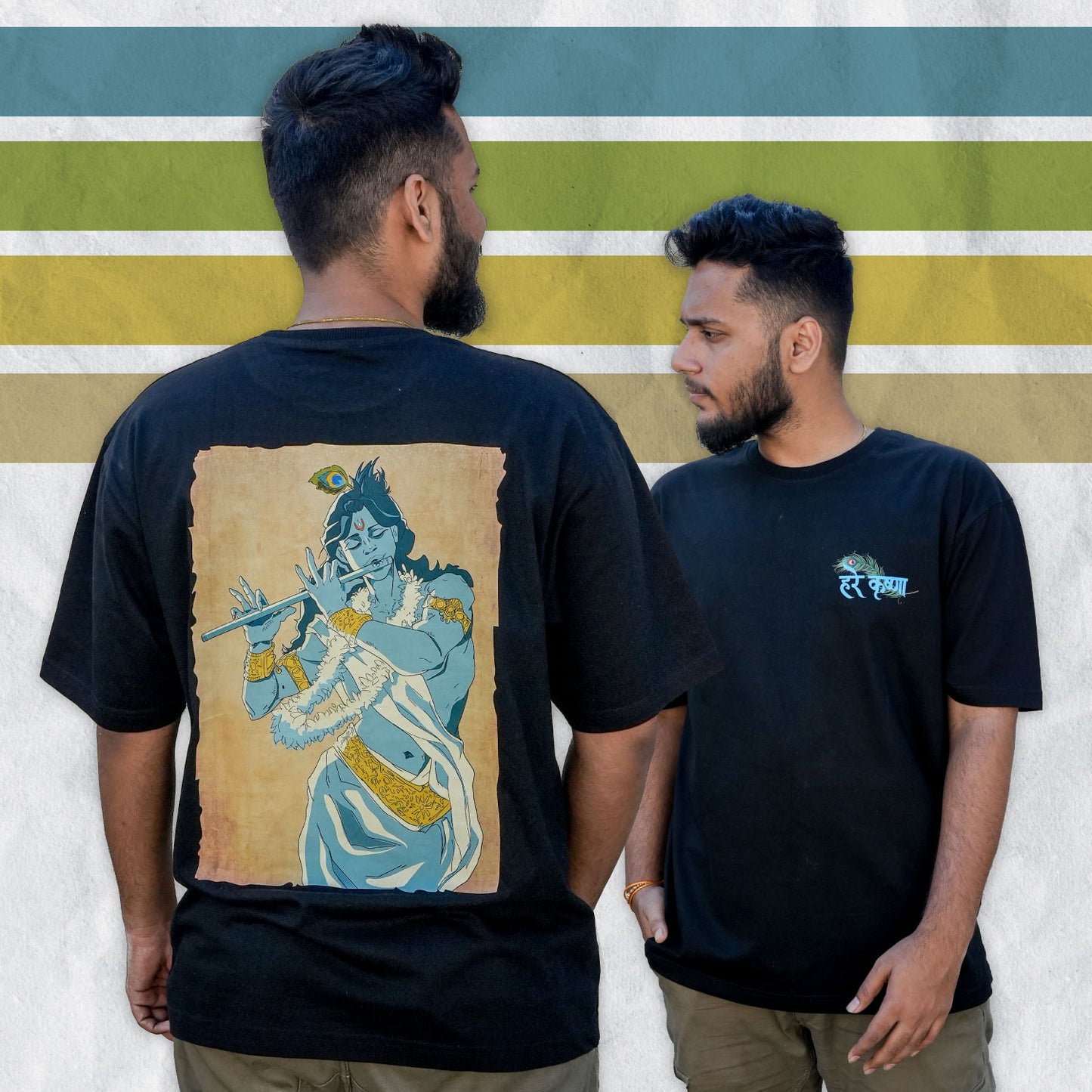 Hare Krishna Oversized Front-Back Design T-Shirt