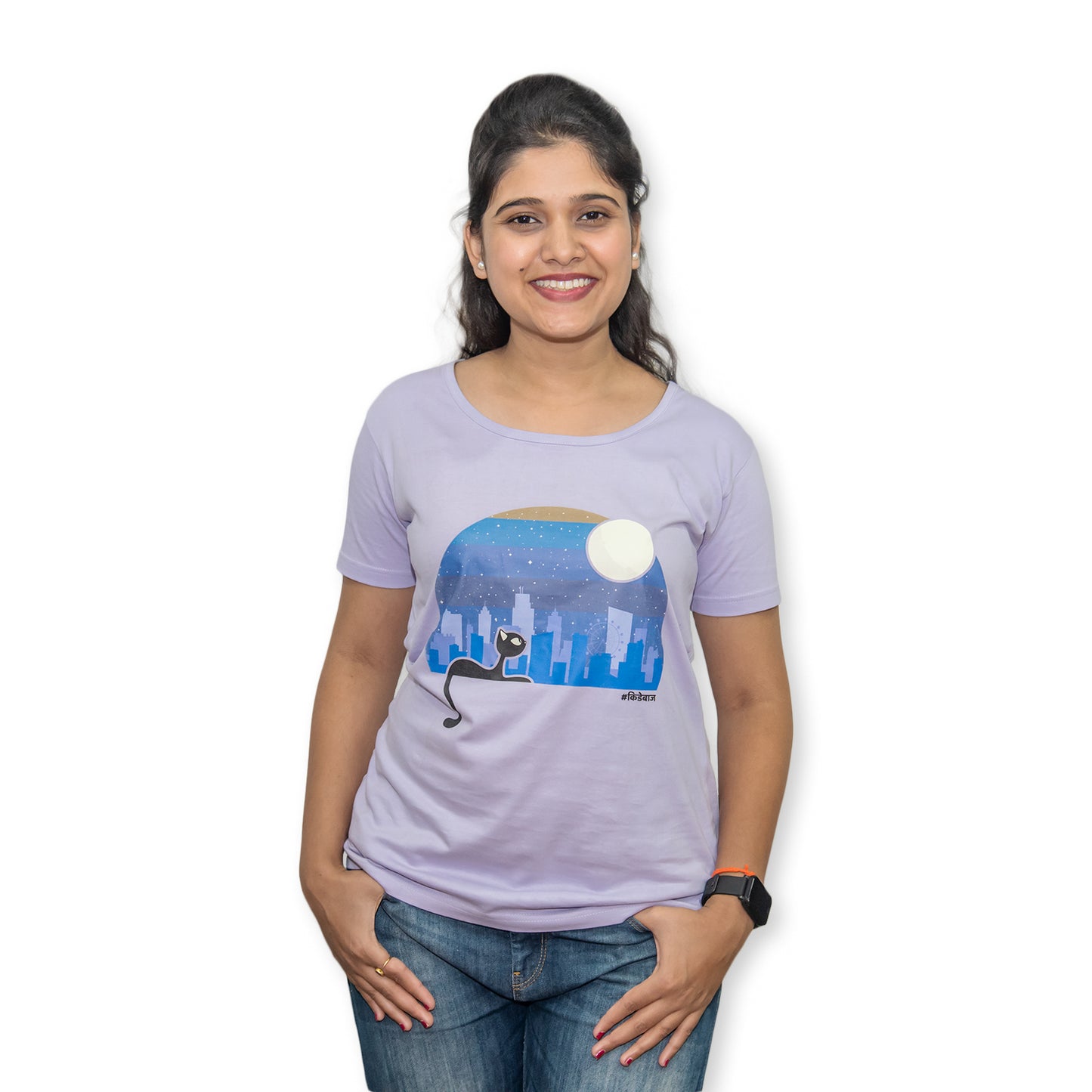 Black Cat T-Shirt (Womens) - Kidebaj