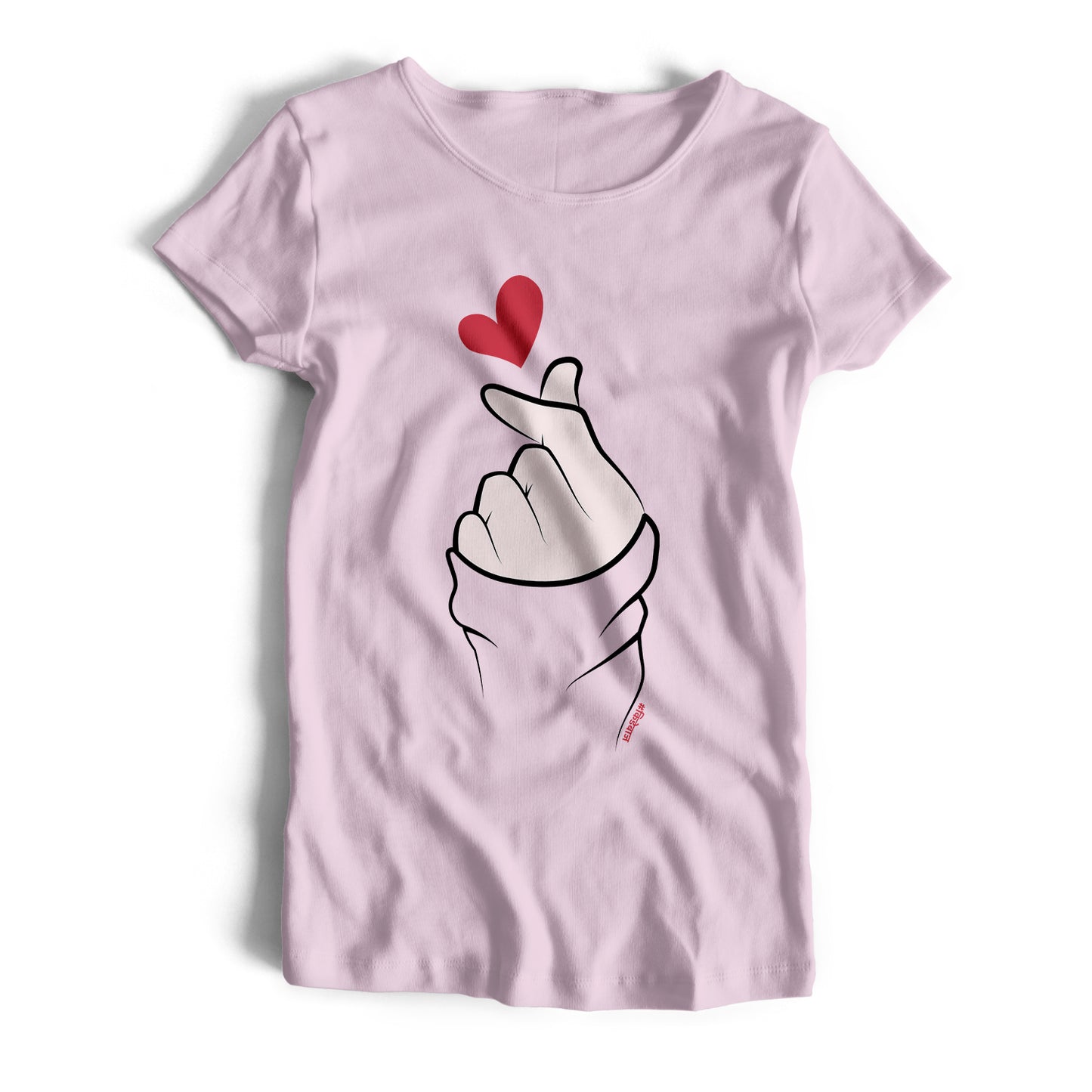 Korean Heart Pink T-Shirt (Womens) - Kidebaj