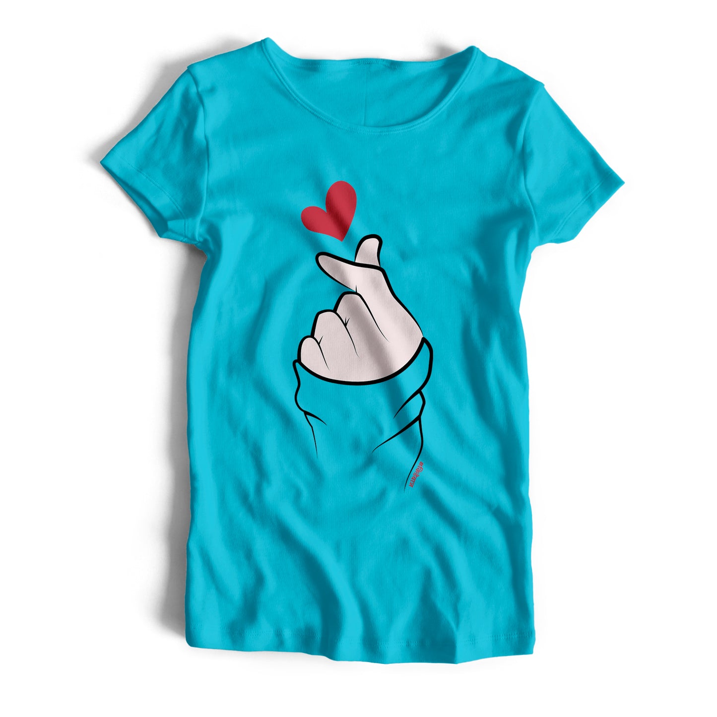 Korean Heart Pink T-Shirt (Womens) - Kidebaj
