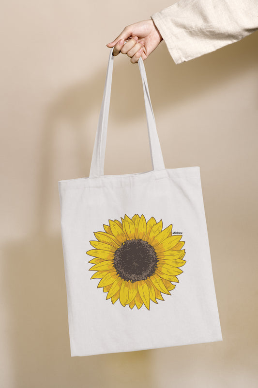 Sunflower Design Zipper Tote Bag