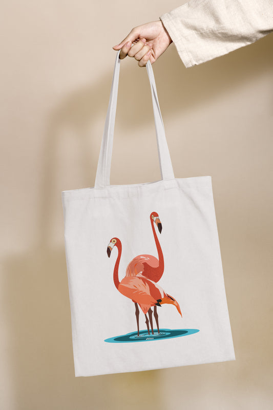 Flamingo Design Zipper Tote Bag