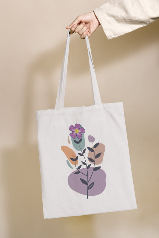 Flower Design Zipper Tote Bag